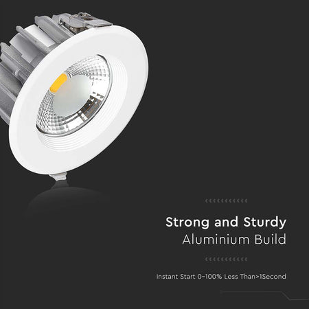 Spot LED cob încorporabil 30W cu eficiență 120 lm/W și corp rotund din aluminiu V-Tac