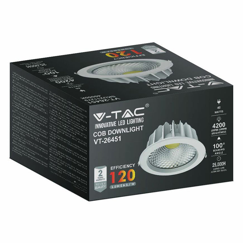 Spot LED COB incorporabil 40W, eficiență 120 lm/W, V-Tac