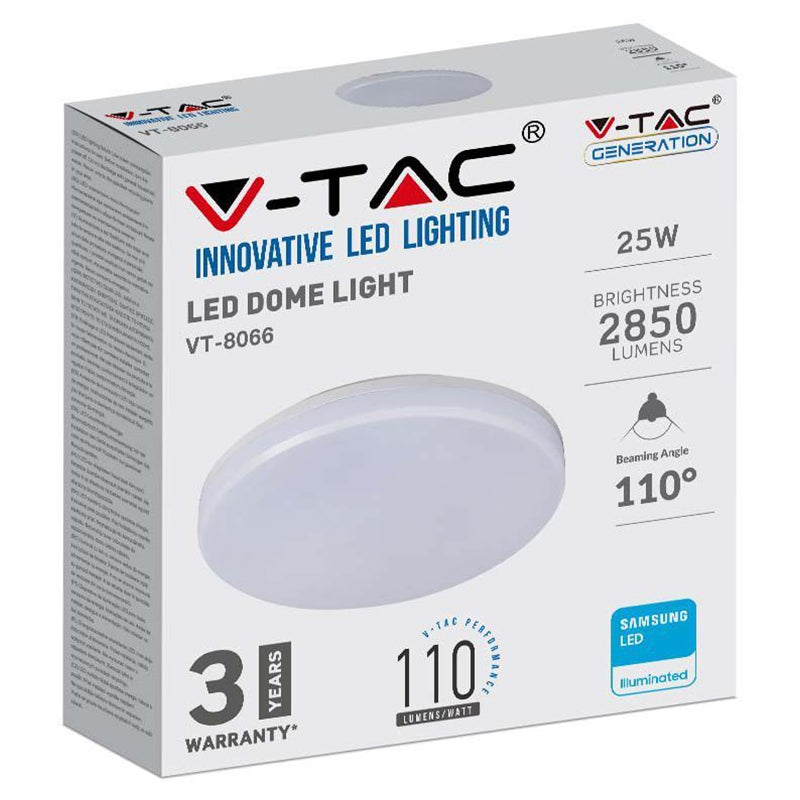Aplica Led Ip44 25w 6500k Alb Rece - Rotund