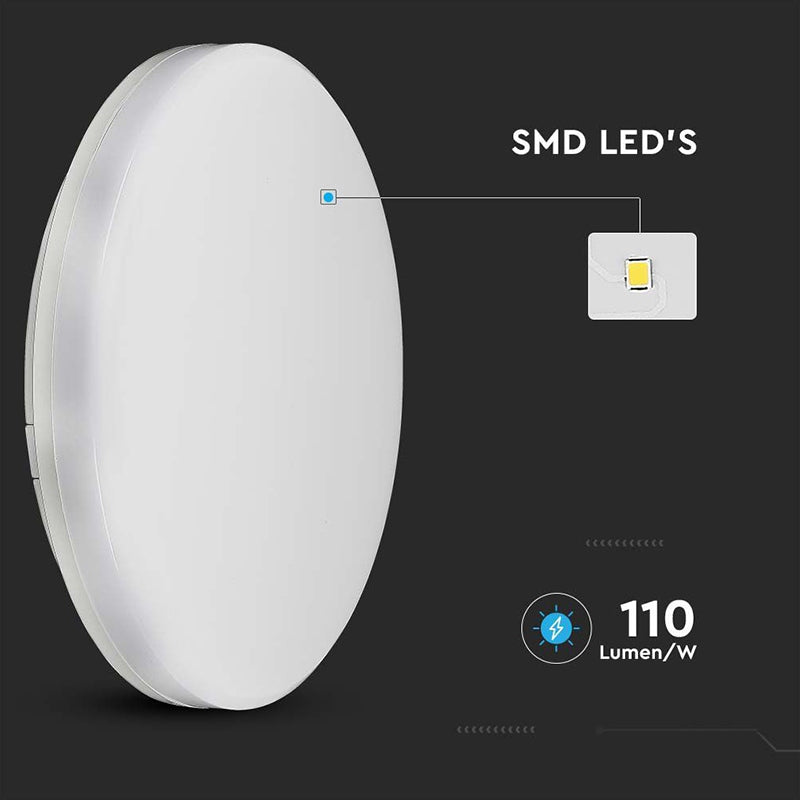 Aplica Led Ip44 25w 6500k Alb Rece - Rotund