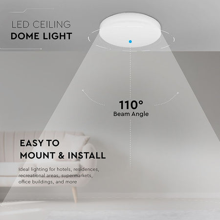 Aplica Led Ip44 25w 6500k Alb Rece - Rotund