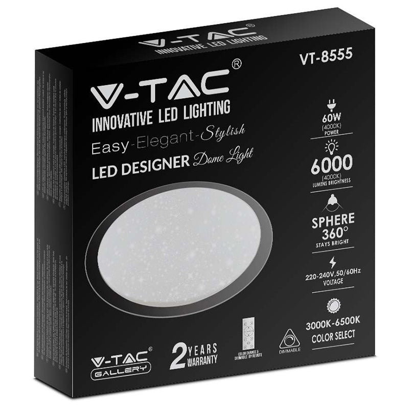 Aplica LED 60W 3in1 dimabilă cu telecomandă, lumina 3 culori, V-Tac SKU-2114551