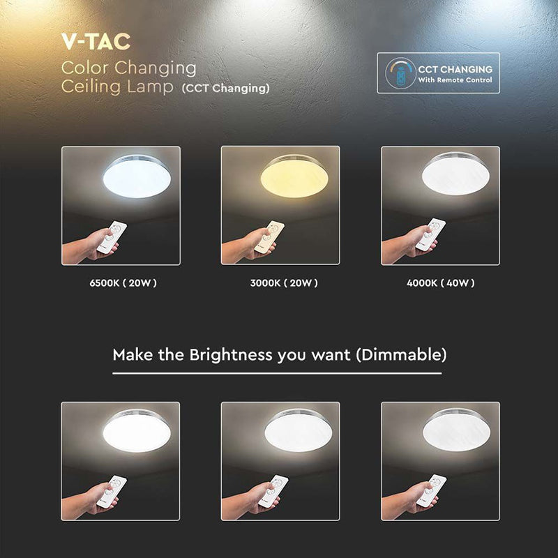 Aplică LED dimabilă 40W 3in1 cu telecomandă V-Tac SKU-2114601