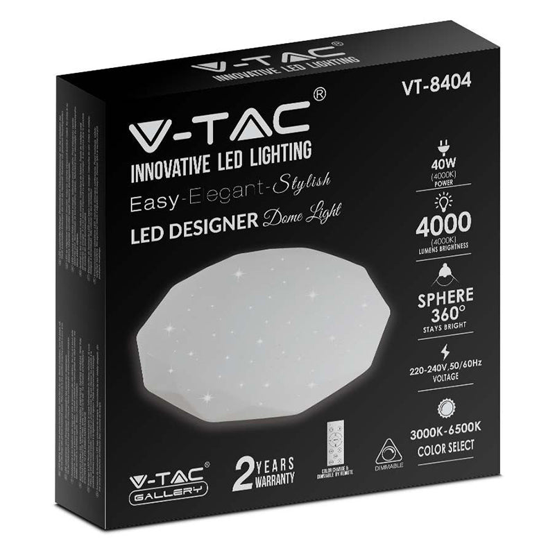 Aplică LED 40W dimabilă 3 în 1 cu telecomandă, alb, V-Tac SKU-2114931