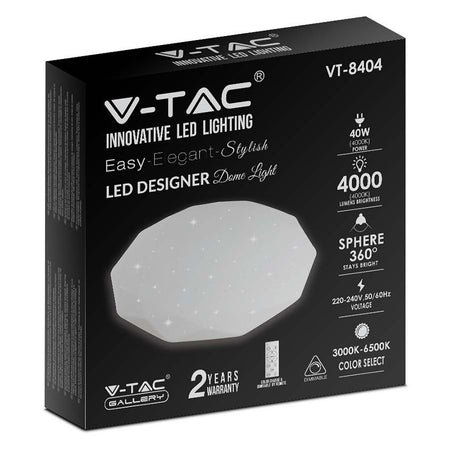 Aplică LED 40W dimabilă 3 în 1 cu telecomandă, alb, V-Tac SKU-2114931