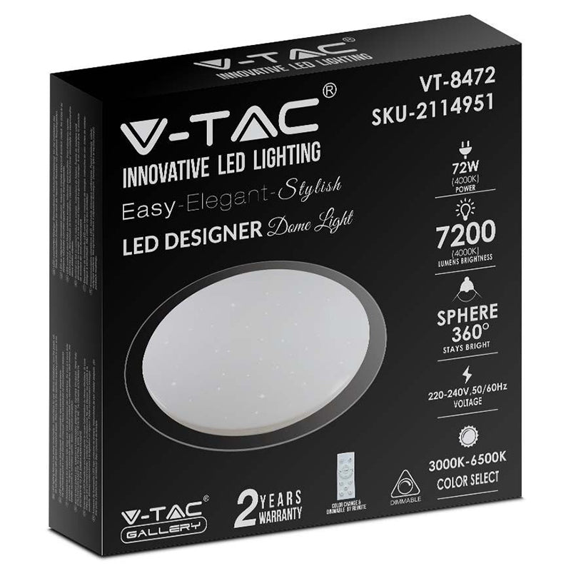 Aplică LED rotundă 72 W 3IN1 dimabilă cu telecomandă V-Tac SKU-2114951