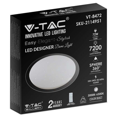 Aplică LED rotundă 72 W 3IN1 dimabilă cu telecomandă V-Tac SKU-2114951