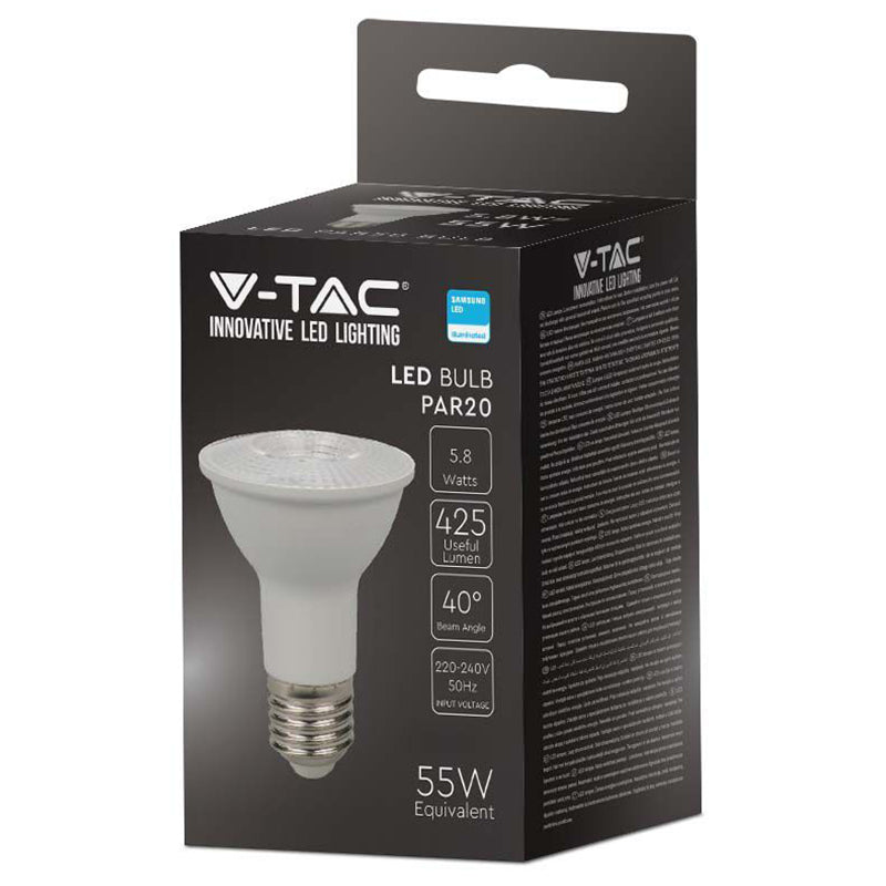 Bec LED 5,8W E27 PAR20 cu chip Samsung, V-Tac