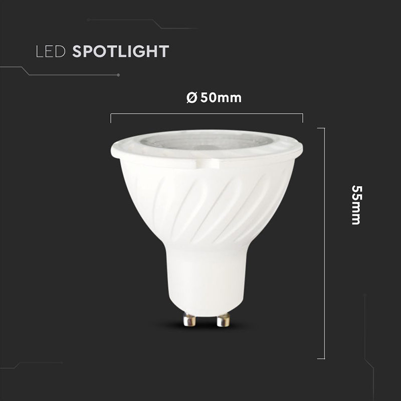 Bec spot LED GU10 6W 3000K alb cald, cip Samsung V-Tac SKU-21165