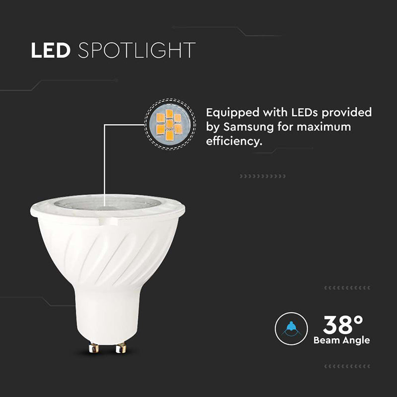 Bec spot LED GU10 6W 3000K alb cald, cip Samsung V-Tac SKU-21165