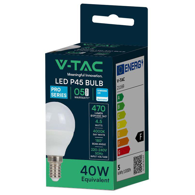Bec Led P45 E14 4.5w 4000k Alb Neutru, Cip Samsung