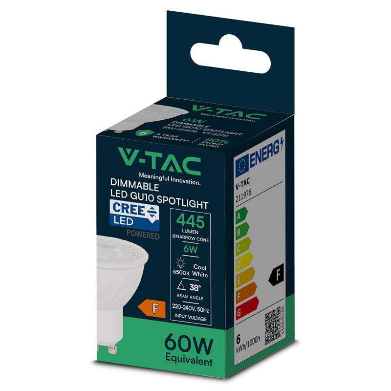 Bec spot LED GU10 6W dimabil cu cip Cree V-Tac