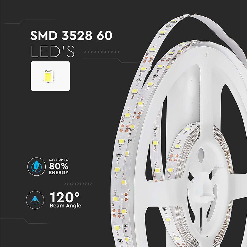 Bandă LED SMD3528 roșu IP20 5 m, 12 V, 420 lm/m, V-Tac SKU-212015