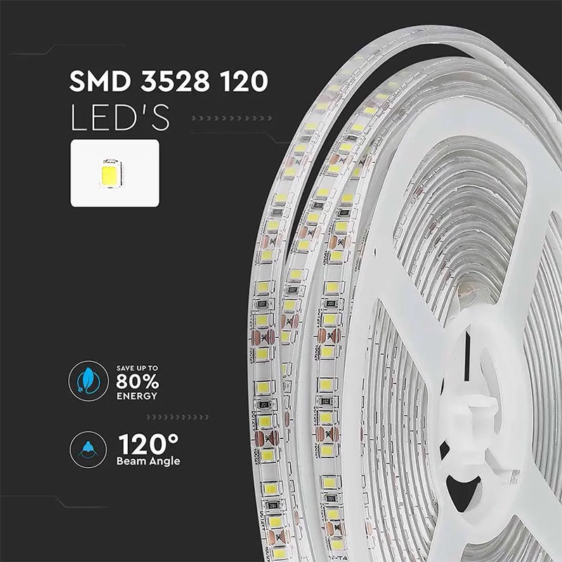 Banda Led Smd3528 120led/m 3000k Ip65 5m, Lumina Calda