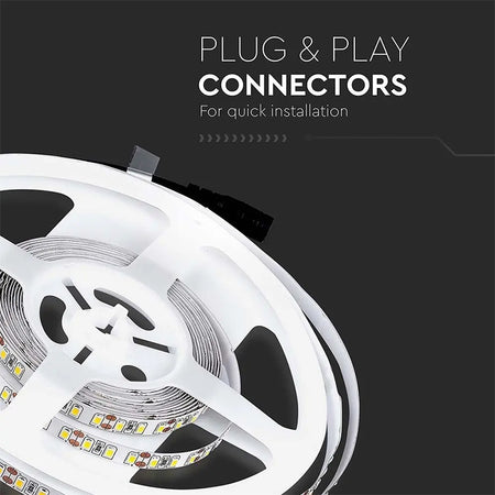 Bandă LED SMD3528 cu 120 LED/m și lumină alb neutru 4000 K pe rolă de 5 m V-Tac SKU-212042
