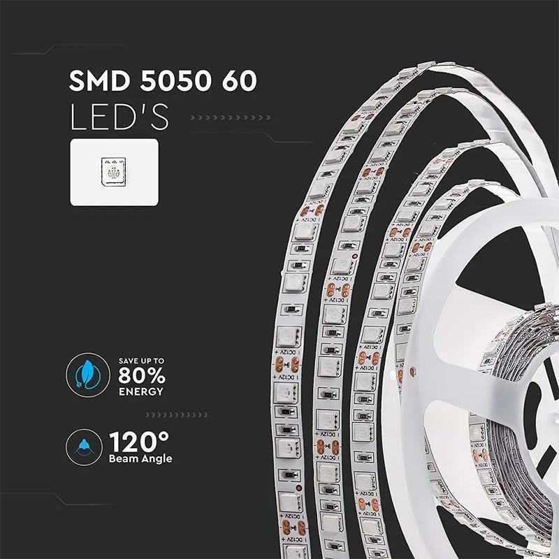 Bandă LED SMD5050 60LED/m, 3000K, IP20, 5m, V-Tac SKU-212122