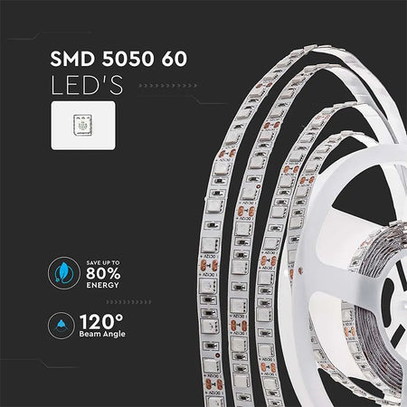 Bandă LED SMD5050 60LED/m, 3000K, IP20, 5m, V-Tac SKU-212122