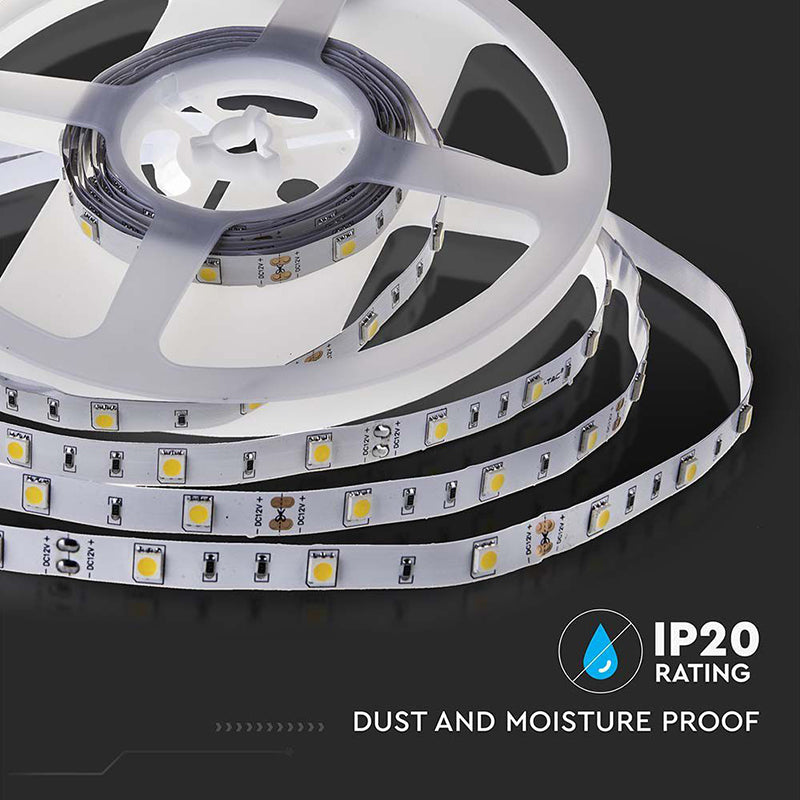 Bandă LED SMD5050 30 LED/m 6400K IP20 5 m, lumina rece, V-Tac SKU-212133
