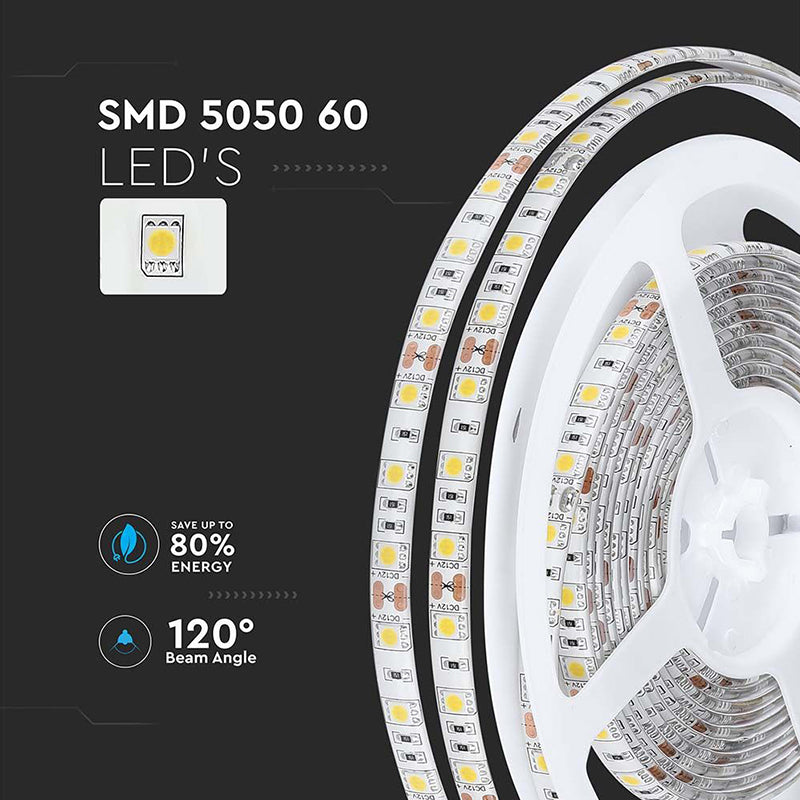 Bandă LED SMD5050 60 LED/m, 3000K, IP65, 5m - V-Tac SKU-212149