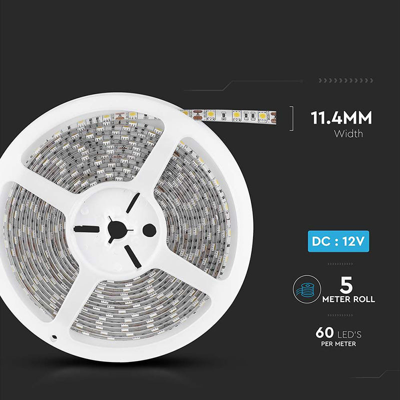 Bandă LED SMD5050 60 LED/m, 3000K, IP65, 5m - V-Tac SKU-212149