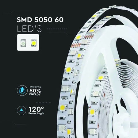 Banda Led Smd5050 60led/m Rgb + Alb Cald P20 5m SKU-212553