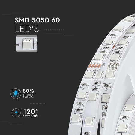 Bandă LED RGB 24V SMD5050, 60 LED/m, IP20, 10 m V-Tac SKU-212592