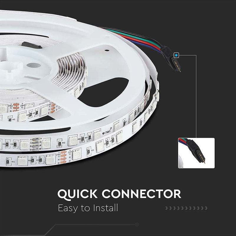 Bandă LED RGB 24V SMD5050, 60 LED/m, IP20, 10 m V-Tac SKU-212592