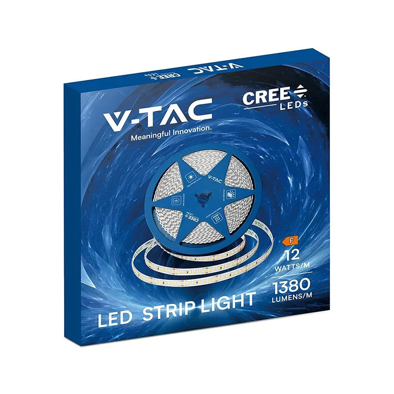 Bandă LED 8 mm 12 W/m 24 V IP20 rolă 10 m Cip Cree V-Tac