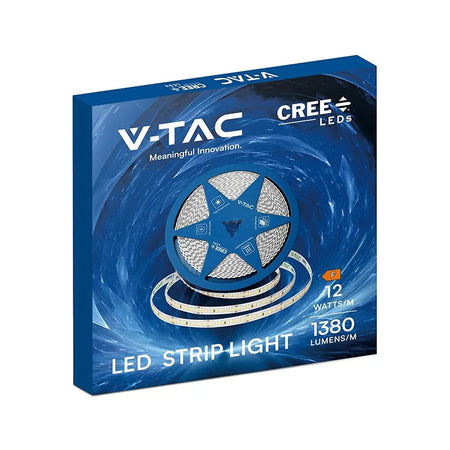 Bandă LED 8 mm 12 W/m 24 V IP20 rolă 10 m Cip Cree V-Tac