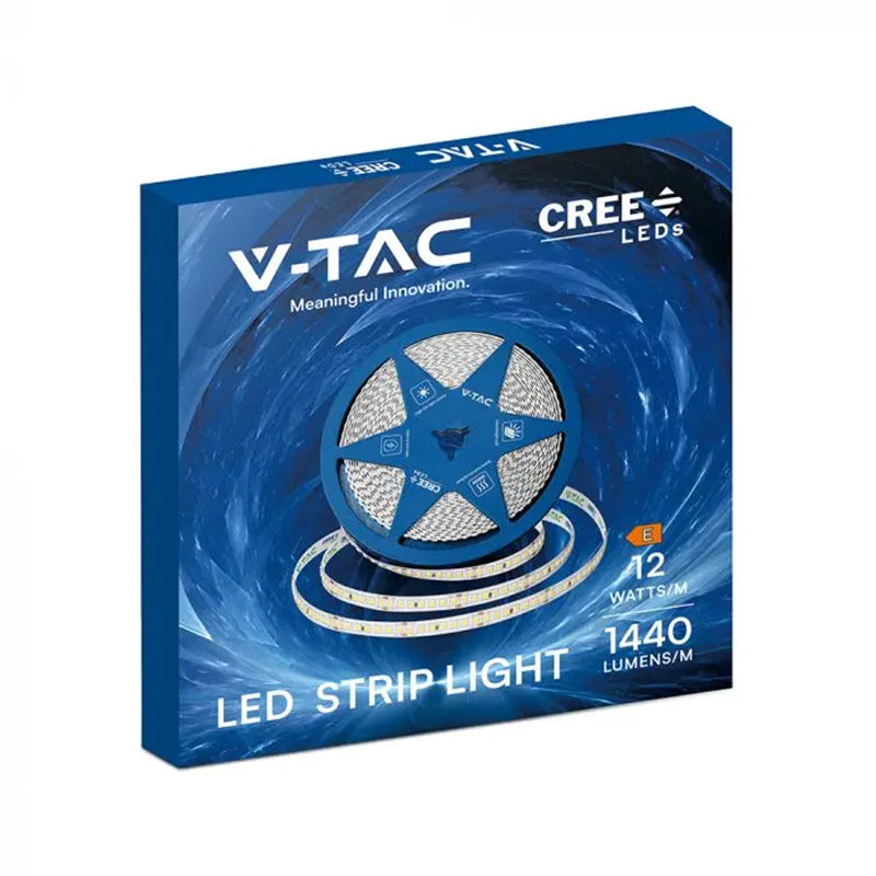Bandă LED 8 mm 12 W/m 24 V IP20 rolă 10 m Cip Cree V-Tac