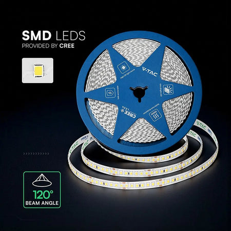Bandă LED 8 mm 12 W/m 24 V IP20 rolă 10 m Cip Cree V-Tac