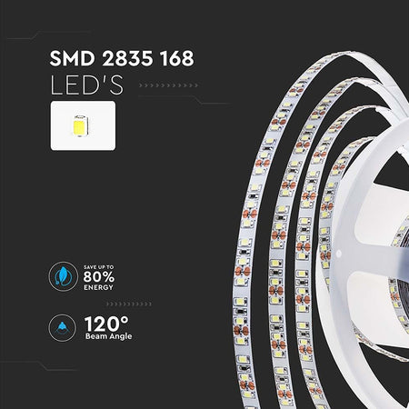 Bandă LED SMD2835 24V 168 LED/m IP20 5m V-Tac