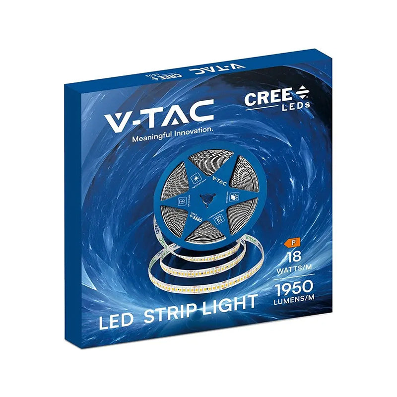 Bandă LED 10 mm 18 W/m 24 V IP20, 10 m, 3000K, Cip CREE V-Tac SKU-2125996