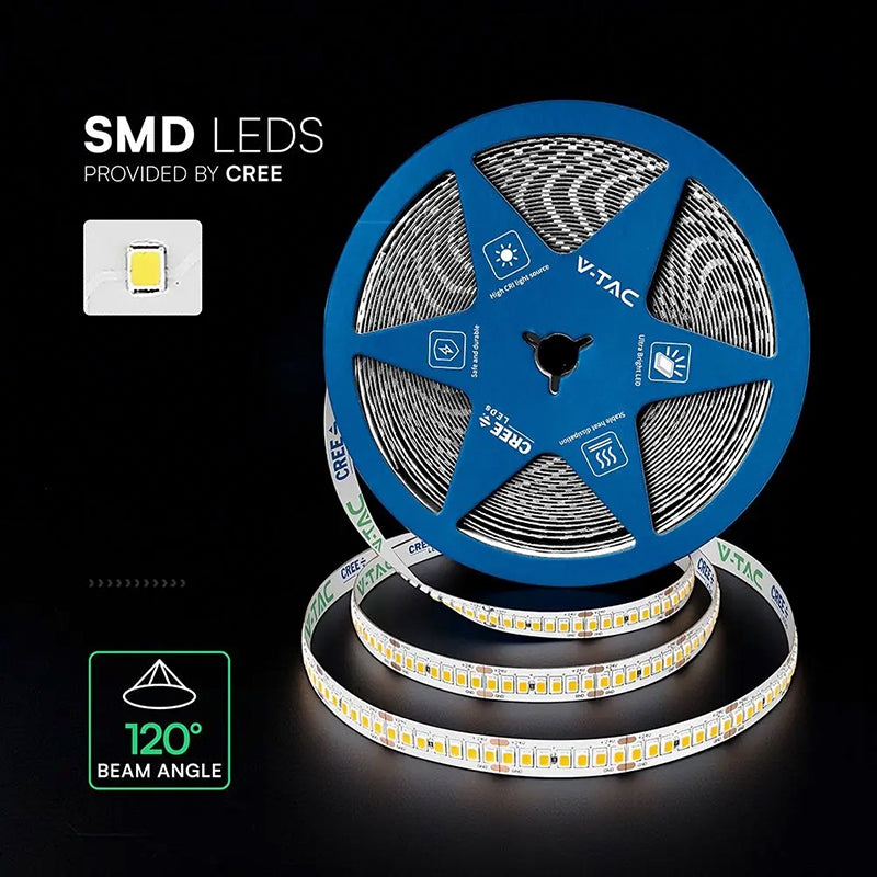 Bandă LED 10 mm 18 W/m 24 V IP20, 10 m, 3000K, Cip CREE V-Tac SKU-2125996