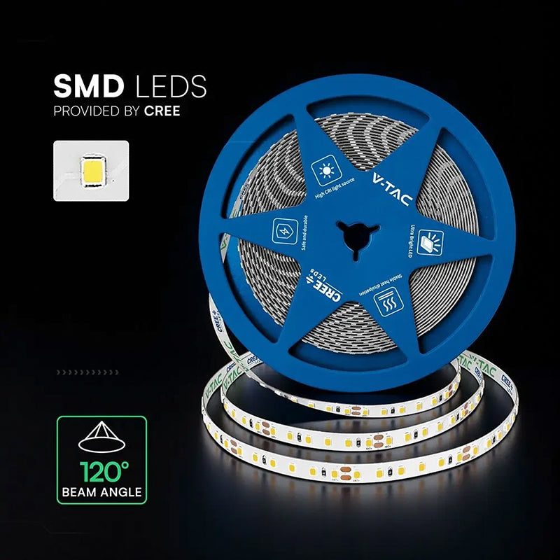 Bandă LED 10 W/m 24 V pe rolă de 10 m alb neutru 4000K V-Tac SKU-2126236