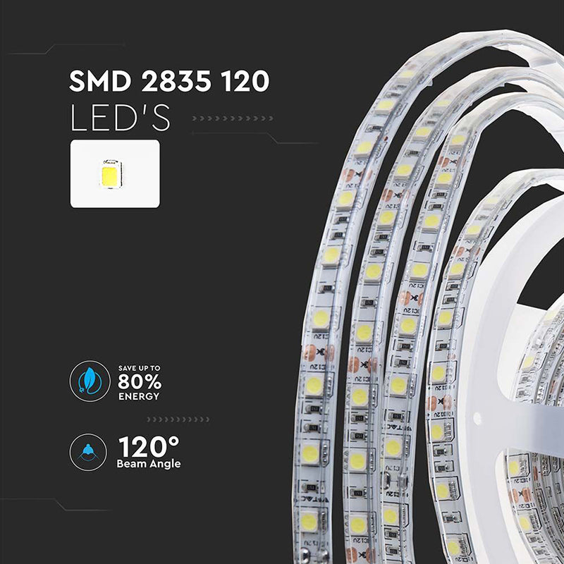 Bandă LED 24V SMD2835 8W/m 120LED/m IP65 10m V-Tac