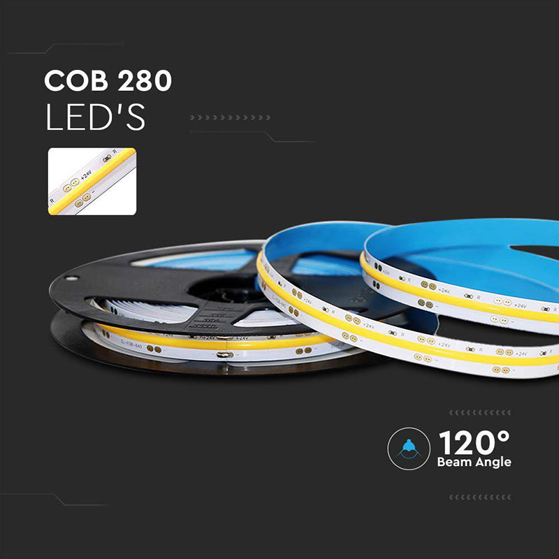 Bandă LED COB 24V IP20, 5 metri, V-Tac