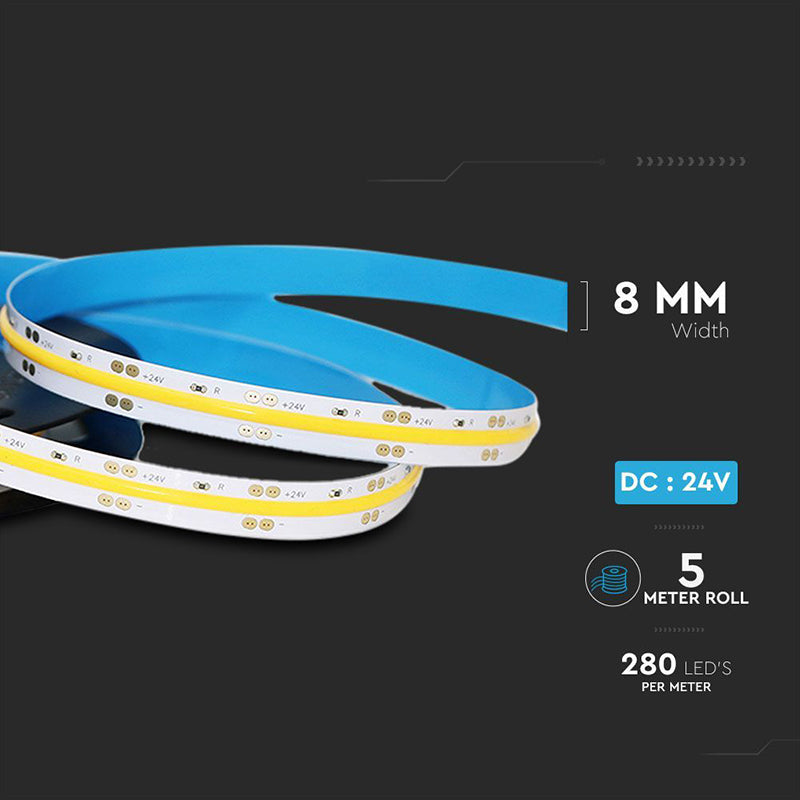 Bandă LED COB 24V IP20, 5 metri, V-Tac