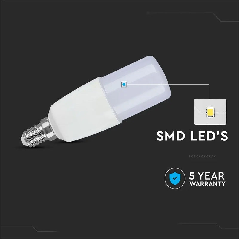 Bec LED T37 cu soclu E14 de 7,5 W la 6500 K alb rece V-Tac SKU-21269