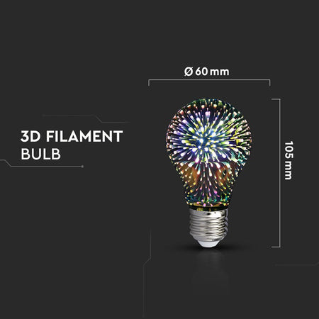 Bec LED ST64 E27 3W cu filament 3000K alb cald model 3D V-Tac SKU-212704
