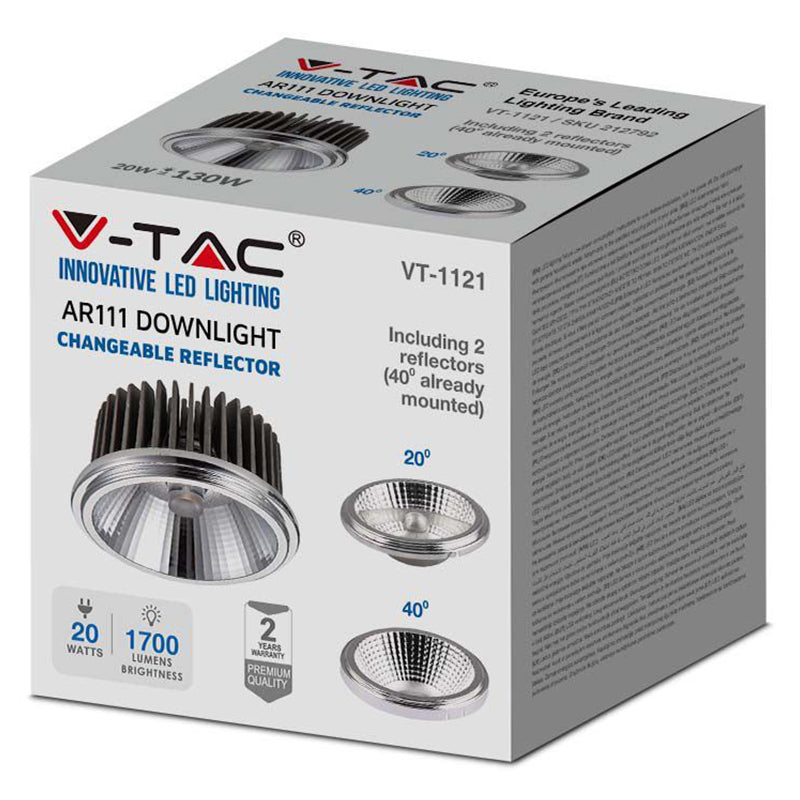Spot LED AR111 20W 6400K, lumină rece, V-Tac SKU-212794
