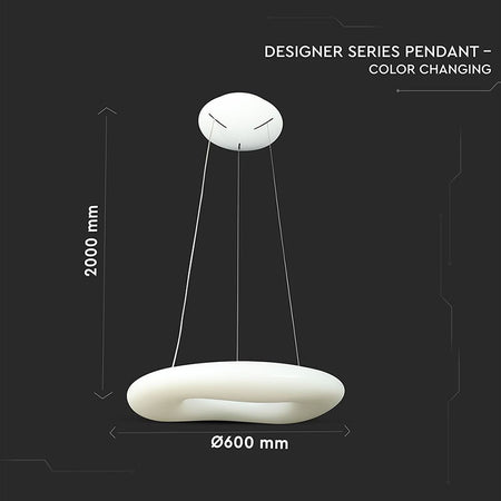 Pendul tavan LED rotund 38 W 3in1 dimabil, reglabil, V-Tac SKU-213959