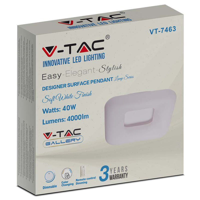 Aplică LED pătrată dimabilă 40 W 3 în 1 lumină reglabilă V-Tac SKU-213971