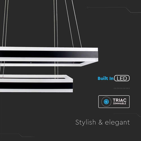Candelabru LED dimabil 113W 3000K negru, pătrat, IP20, V-Tac SKU-213987