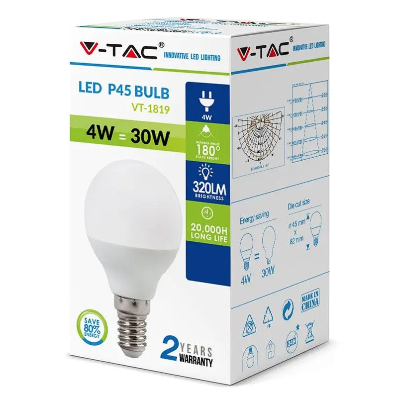 Bec Led E14 P45 3.7w 3000k Alb Cald