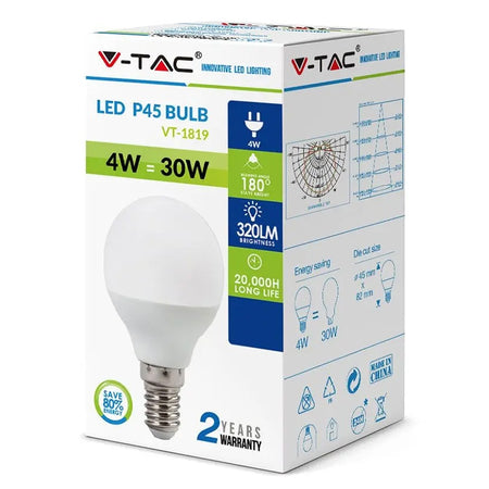 Bec Led E14 P45 3.7w 6500k Alb Rece
