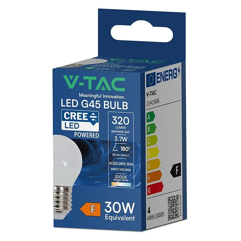 Bec LED G45 E27 3,7W cu cip CREE și durată lungă de viață V-Tac