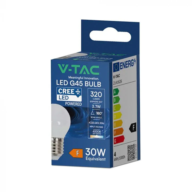 Bec LED G45 E27 3,7W cu cip CREE și durată lungă de viață V-Tac