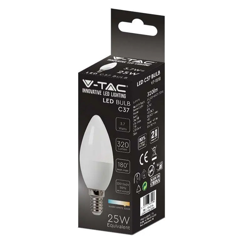 Bec LED cu soclu E14, 3.7W, formă lumânare, V-Tac