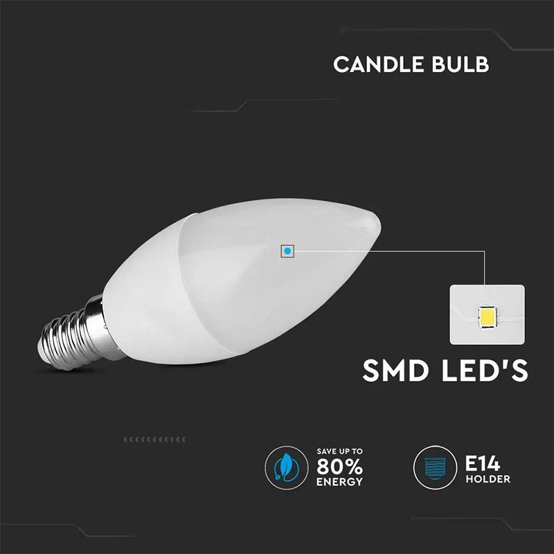 Bec LED cu soclu E14, 3.7W, formă lumânare, V-Tac